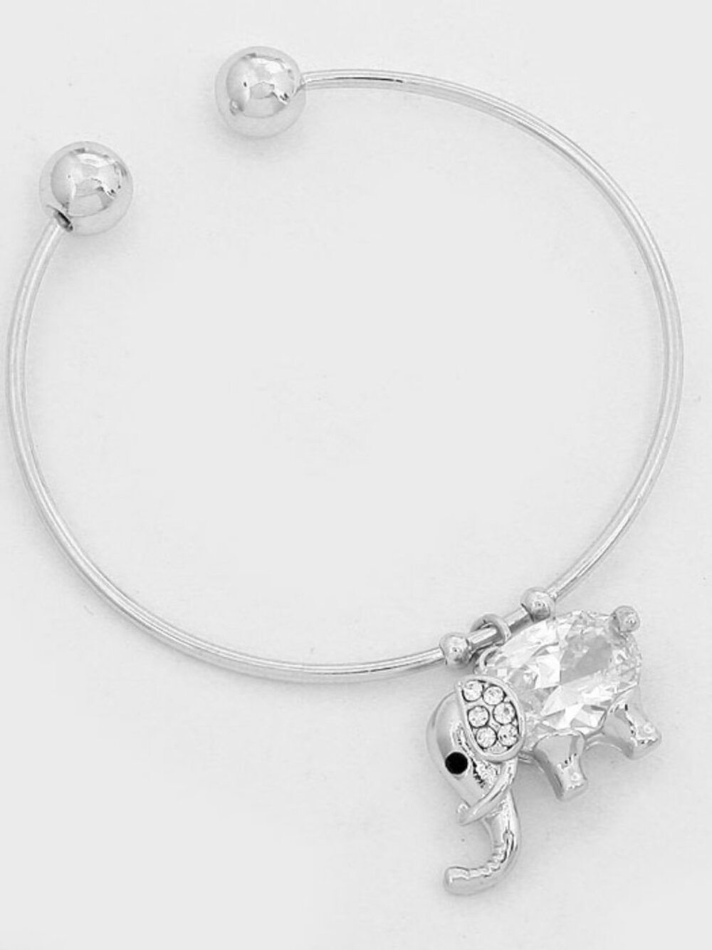 Elephant Cuff Bracelet Charm Bangle Crystal Cubic Zirconia CZ